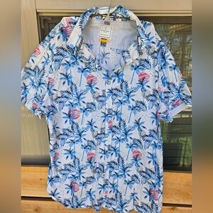 Cactus Man Ricky Singh Palm Tree Button Up Slim Fit Shirt SS Sz XL